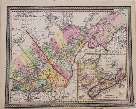 1850 Thomas Cowperthwait Map Of Lower Canada Boutique Collection