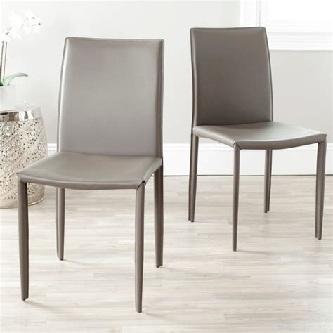 Jazzy Bonded Leather Grey Side Chair Set Of 2 Contemporary Dining