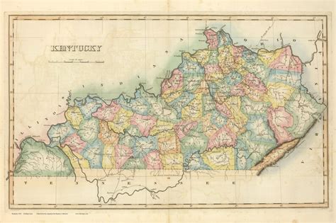 Kentucky 1822 State Map Lucas Old Map Reprint Etsy