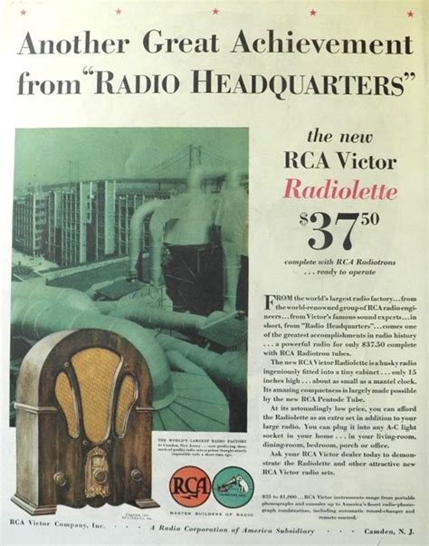 1931 Rca Victor Radiolette Radio Ad ~ Great Achievement Vintage Radio Camera Tv Ads