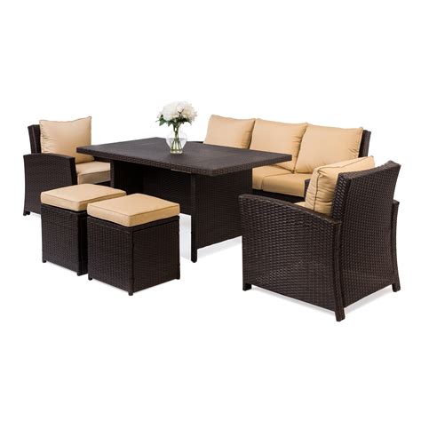 Best Choice Products 6 Piece Modular Wicker Patio Dining Sofa Set With