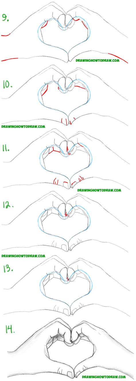 How To Draw Heart Hands In Easy To Follow Step By Step Drawing Tutorial