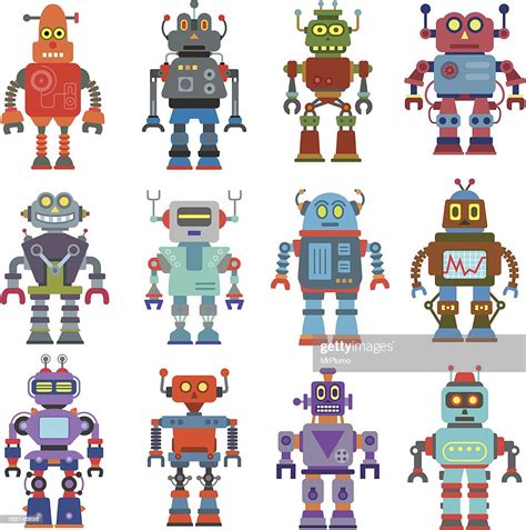 A Cartoon Image Of Different Types Of Robots High Res Vector Graphic