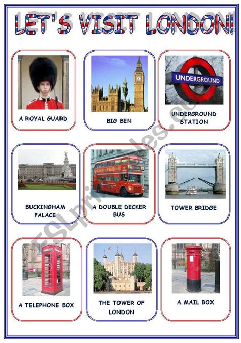 Flashcards With Londons Monuments And Some Typical Things To See