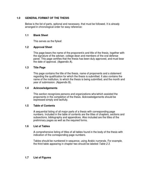 Format of imrad thesis : General Format of the Thesis | Thesis | Citation