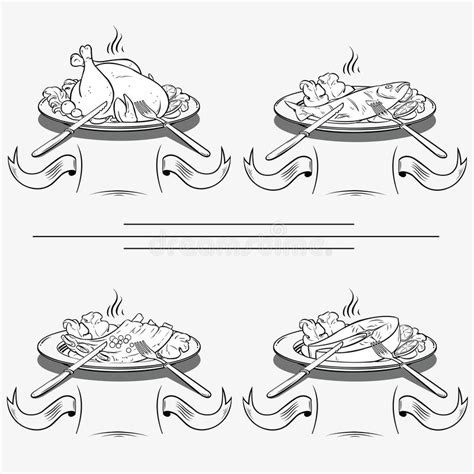 Tasty Food On A Plate Stock Vector Illustration Of Menu 115133513