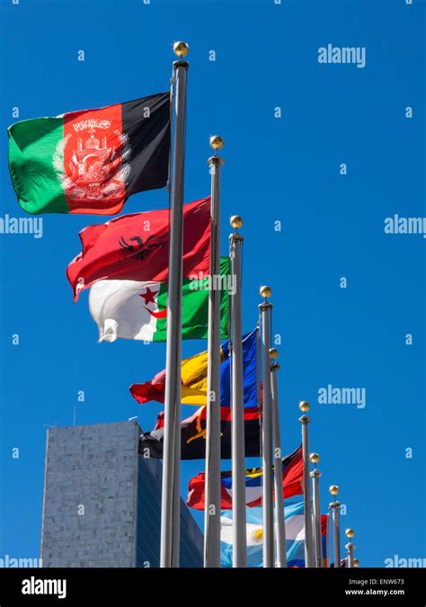 Member Nation Flags At United Nations Headquarters Building In New York