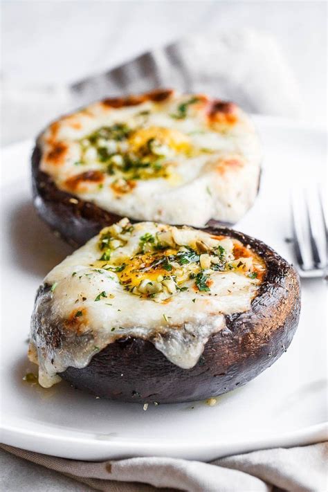 Cheesy Stuffed Portobello Mushrooms with Garlic Butter Sauce | Food ...