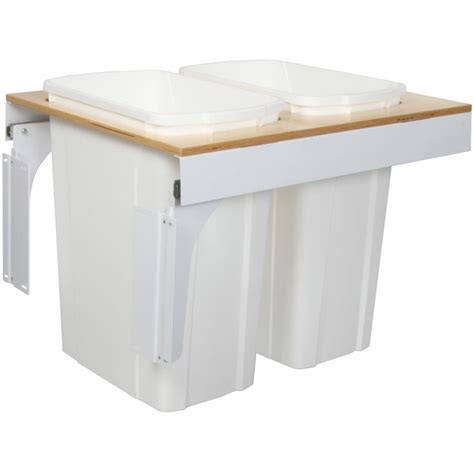 Knape And Vogt Double 35 Quart Bin White Soft Close Top Mount Waste And