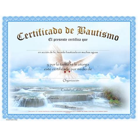 Certificado De Bautismo Masculino Azul Paquete De 12