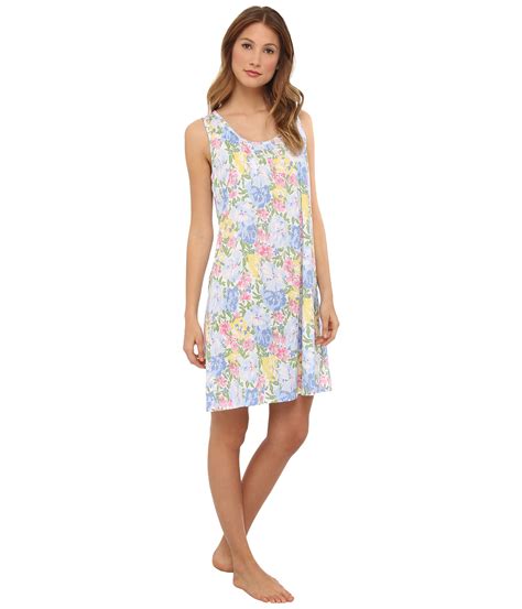 Lauren By Ralph Lauren Pink Sands Sleeveless Short Nightgown In Floral