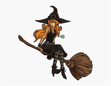 Witch Sitting On A Broom Hd Png Download Kindpng