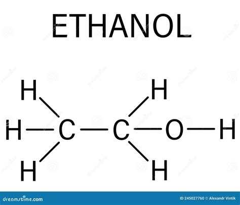 Estrutura Química Da Molécula De Etanol E álcool Etílico Fórmula Esquelética Ilustração Do