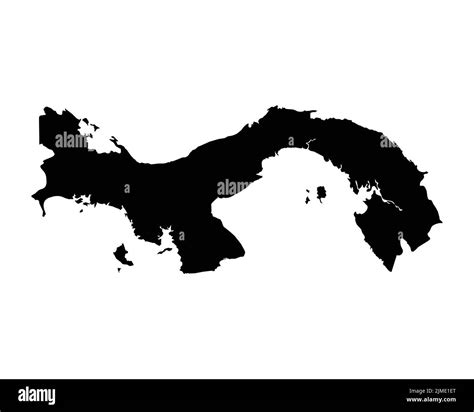 Panama Map Panamanian Country Map Black And White National Nation