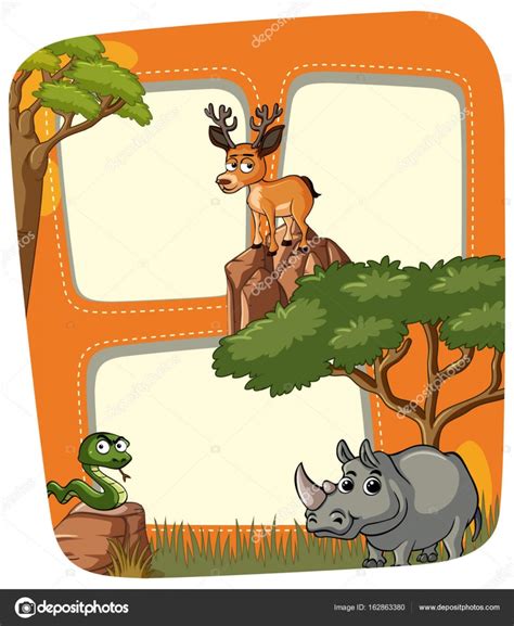 Frame Template With Wild Animals Stock Vector Image By ©brgfx 162863380