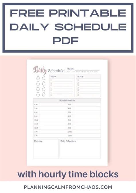 Free Printable Daily Schedule Template Planning Calm From Chaos