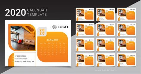 Premium Vector Desk Calendar 2020 Template Desk Calendars Calendar