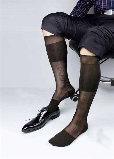 male silk stockings overlapping curve nylon stockings mens silk sheer socks for formal dress