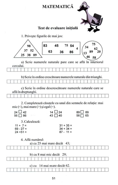 Teste La Matematica Clasa 1