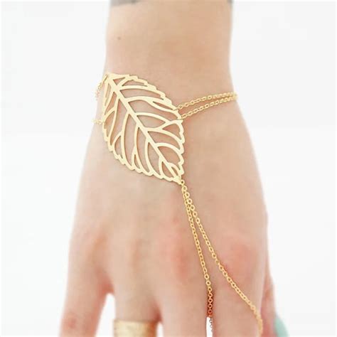 12pcs lot fashion and contracted hollow out the leaves bracelet gold leaves bracelet female in
