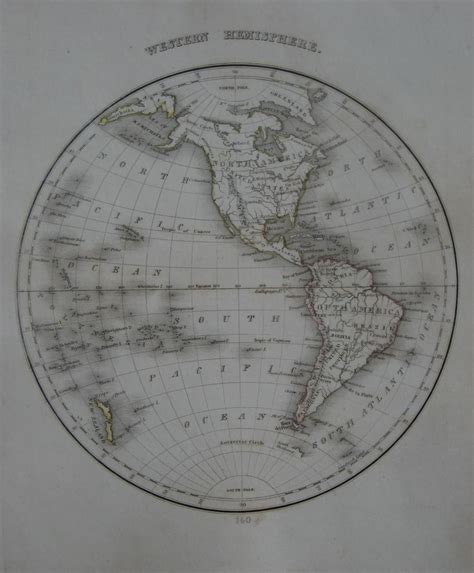 Original 1835 Bradford Map Western Hemisphere United States Mexico
