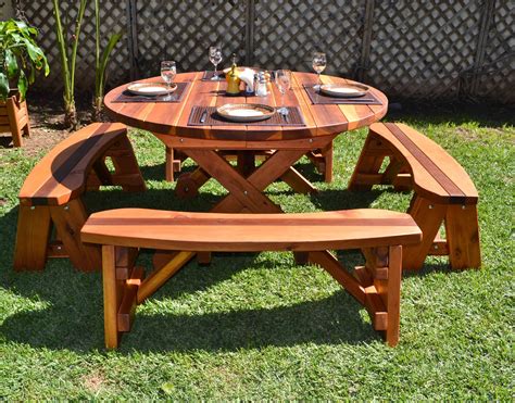 I guarantee my tables will last because each big picnic table is individually crafted from locally bought materials meticulously chosen by me. This is what I want. Round picnic table. | Round picnic ...