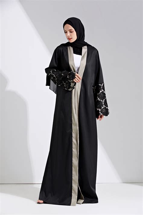 Muslims Lace Dresses Abaya Islamic Dubai Traditional Dress Middle East Robes Black Islamic