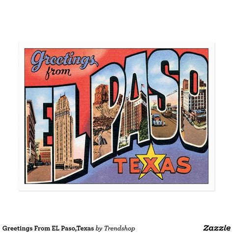 Greetings From El Pasotexas Postcard Elpaso Texas Travel Postcards