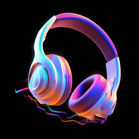 Premium Ai Image Brightly Colored Headphones With A Cord And A