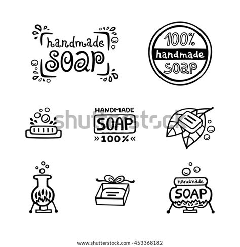 Hand Drawn Labels Handmade Soap Bars Stock Vector Royalty Free 453368182