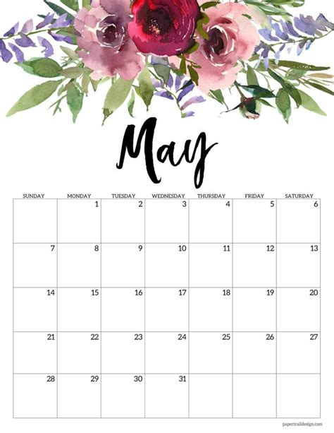 Print This May 2023 Floral Calendar Page For Free And Start Planning
