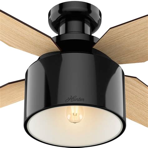 A hunter ceiling fan adds beauty to any room. Hunter Fan Company Cranbrook Low Profile Gloss Black LED ...