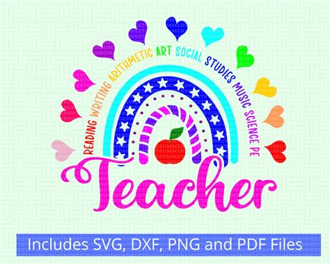 Teacher Boho Rainbow Svg Teacher Appreciation Svg Teacher Etsy