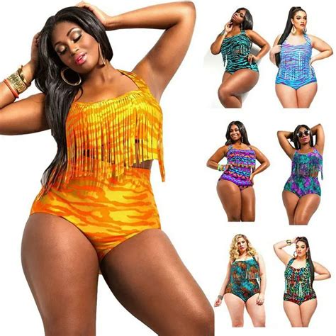 Buy 2017 New Large Plus Size Print Tassel Bikini Xxxl