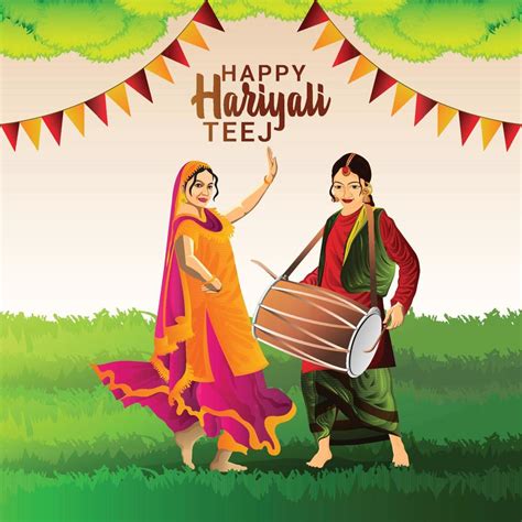 Vector Illustration Of Happy Hariyali Teej Festival 7303696 Vector Art