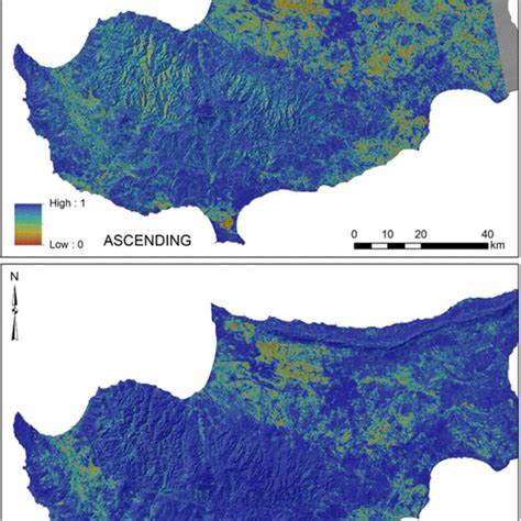 Coherence Map As Derived From The Sentinel 1 Sar Images In Ascending