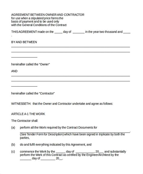 Free 10 Sample Construction Contract Forms In Ms Word Pdf Excel