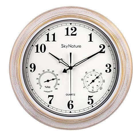 Large Outdoor Clock 18 Inch Waterproof Wall Clock With Thermometer And