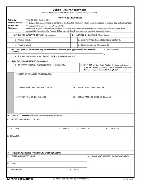 Da Form 3685 Fill Online Printable Fillable Blank Pdffiller