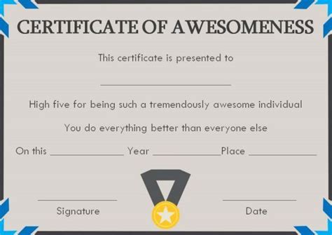 Certificate Of Awesomeness Template Documents Certificate Awesome