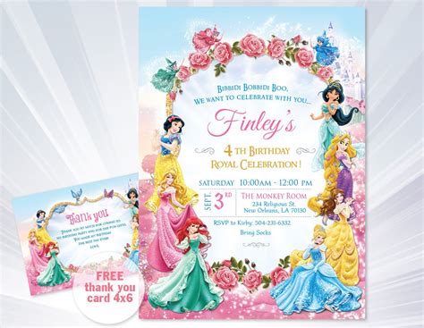 Princess Invitations Princess Birthday Party Invitations Princess