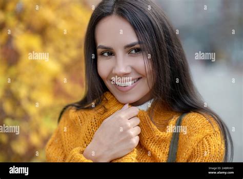 Favourite Season Face Of A Cheerful Beautiful Woman Smiling While