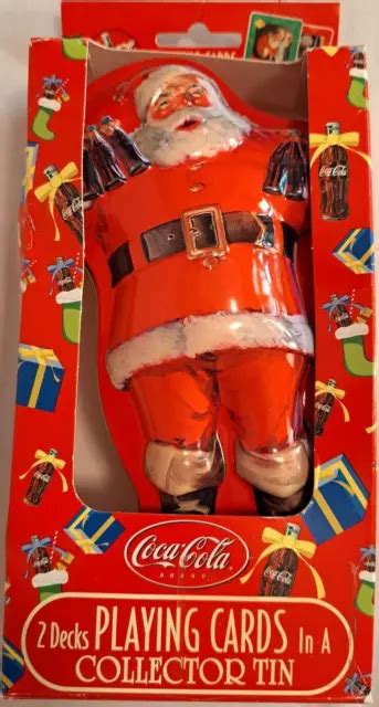 Vtg Coca Cola Playing Cards Collector Santa Claus Tin Decks Sealed Christmas Picclick