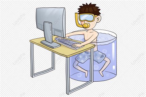 Little Boy Is Trying To Get Cool In The Summer Heat Clipart Free