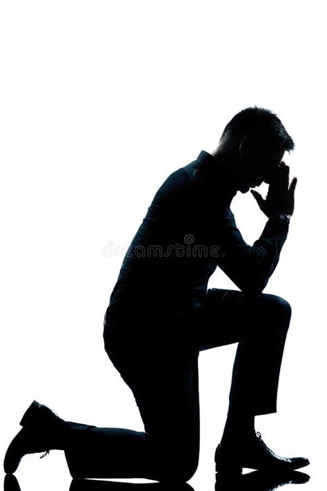 Silhouette Man Kneeling Full Length Stock Image Image Of Indoors