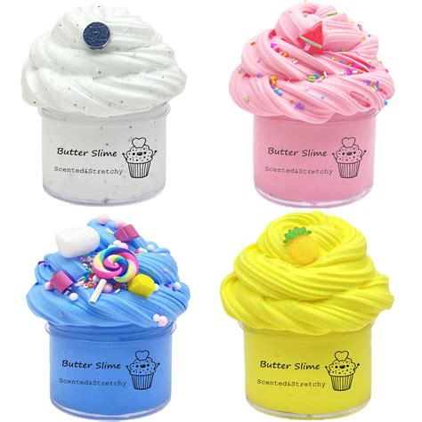 Buy 4 Pack Butter Slime Kit Party Favors With Blue White Pink And