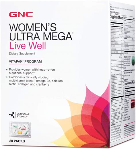GNC Women's Ultra Mega Live Well Vitapak, 30 Packs ...