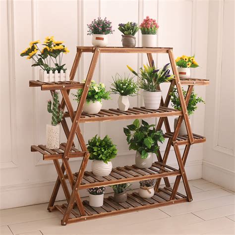 Extra Large Multi Tier Wood Flower Rack Plant Stand Bonsai Shelf Indoor