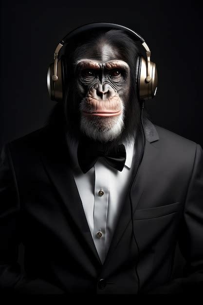Premium Ai Image A Fictional Portrait Of A Chimpanzee Wearing