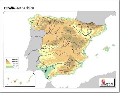 Mapa Físico Mudo De España Mapa De Relieve De España Jcyl Mapa